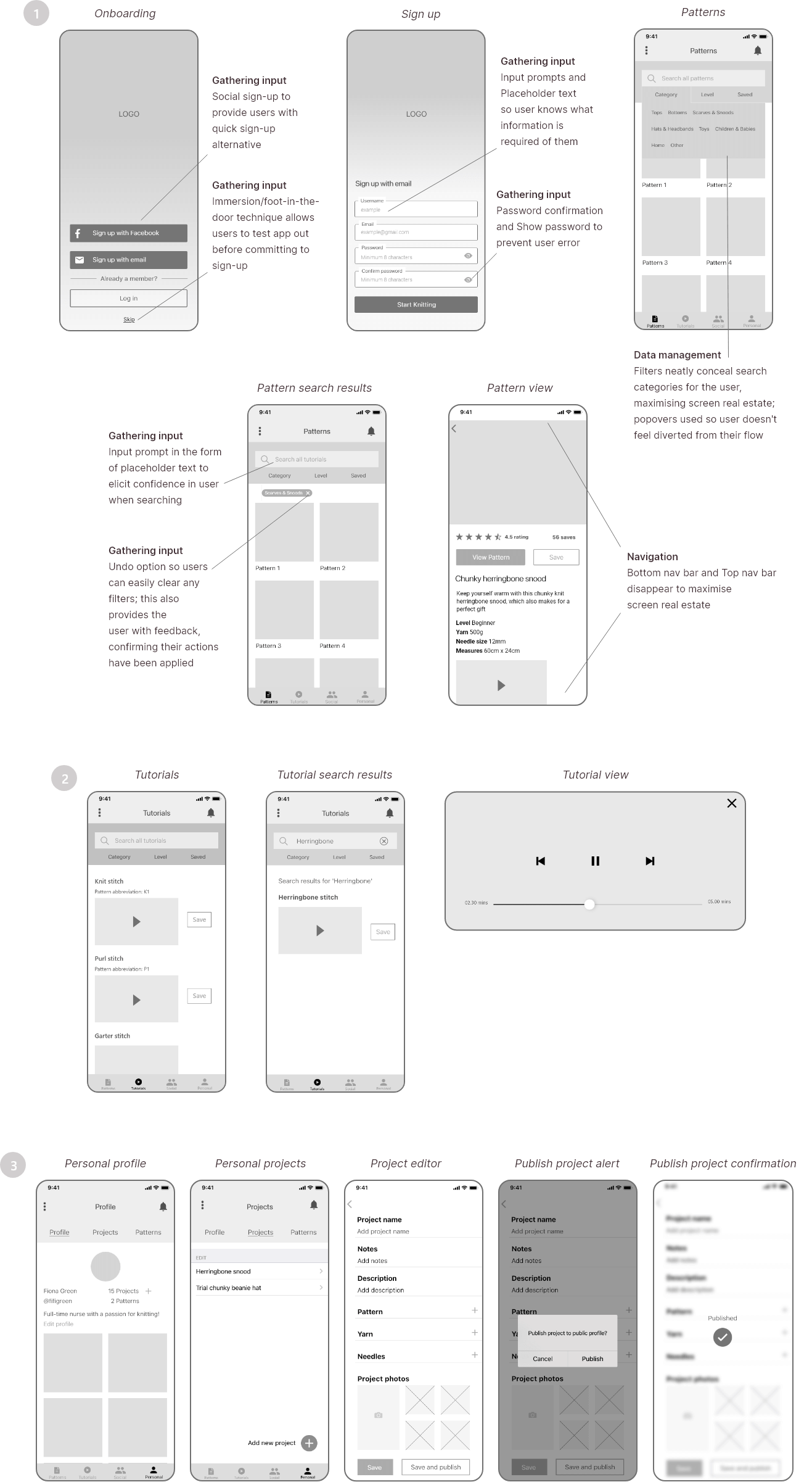 Mid-fidelity wireframes